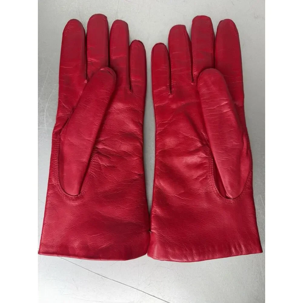 Vintage Nordstrom Red Leather Lined Winter Gloves Women’s Sz 7.5 New!